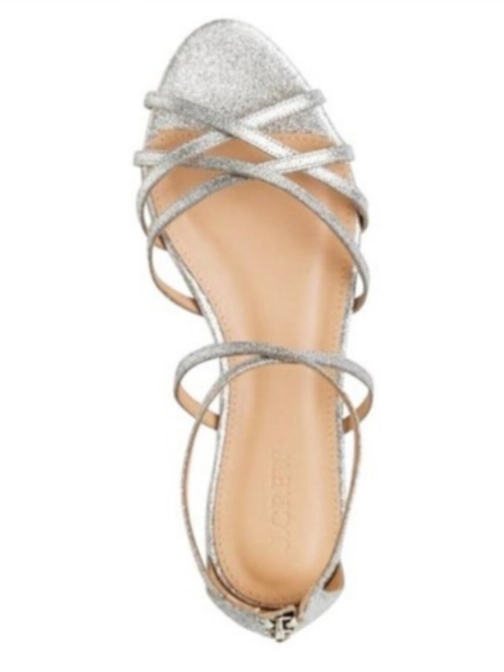 NWOB J Crew Silver Glitter Cary Metallic Sparkle Mini Wedge Sandals Size 6 $158